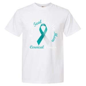 I Wear Teal For My Mom Cervical Cancer Awareness Great Gift Garment-Dyed Heavyweight T-Shirt