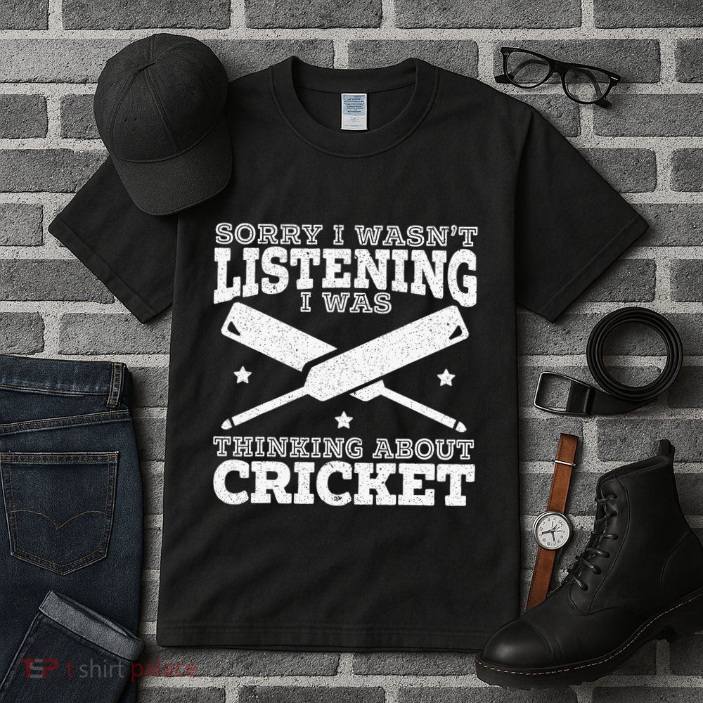 I Was Thinking About Cricket Cricketer Sport Ball Tall T-Shirt