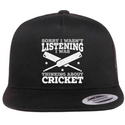 I Was Thinking About Cricket Cricketer Sport Ball Flatbill Hat