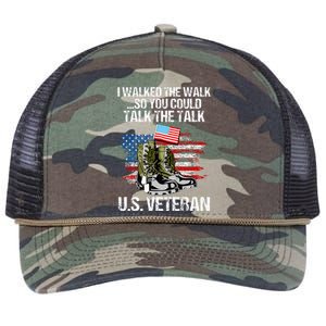 I Walked The Walk So You Could Talk The Talk U.S. Veteran Retro Rope Trucker Hat Cap