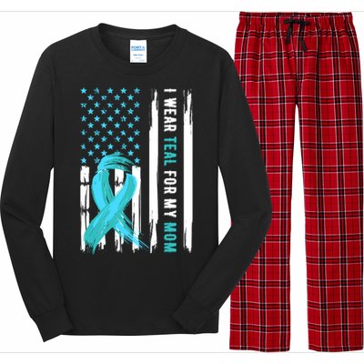 I Wear Teal For My Mom Cervical Cancer Awareness Gift Long Sleeve Pajama Set