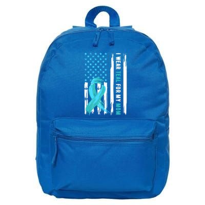 I Wear Teal For My Mom Cervical Cancer Awareness Gift 16 in Basic Backpack