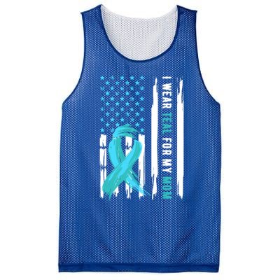 I Wear Teal For My Mom Cervical Cancer Awareness Gift Mesh Reversible Basketball Jersey Tank