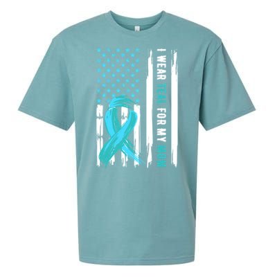 I Wear Teal For My Mom Cervical Cancer Awareness Gift Sueded Cloud Jersey T-Shirt