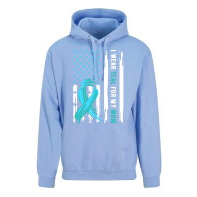 I Wear Teal For My Mom Cervical Cancer Awareness Gift Unisex Surf Hoodie