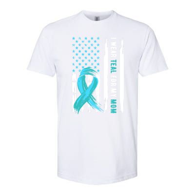 I Wear Teal For My Mom Cervical Cancer Awareness Gift Softstyle CVC T-Shirt