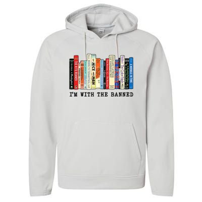 Im With The Banned Book Funny Performance Fleece Hoodie