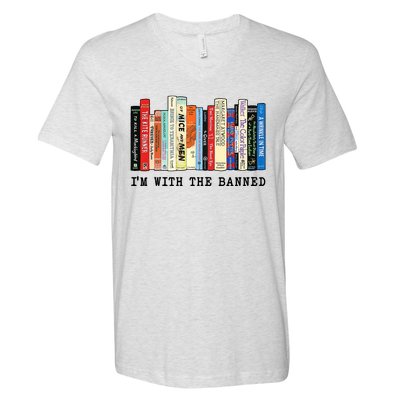 Im With The Banned Book Funny V-Neck T-Shirt