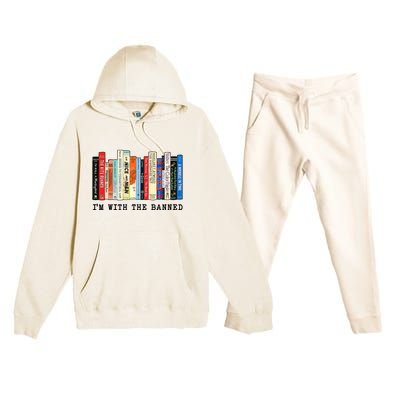 Im With The Banned Book Funny Premium Hooded Sweatsuit Set