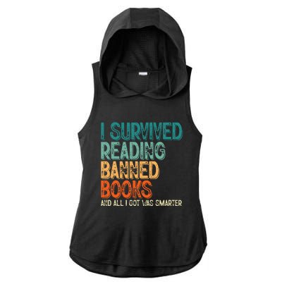 Im With The Banned I Survived Reading Banned Books Ladies PosiCharge Tri-Blend Wicking Draft Hoodie Tank