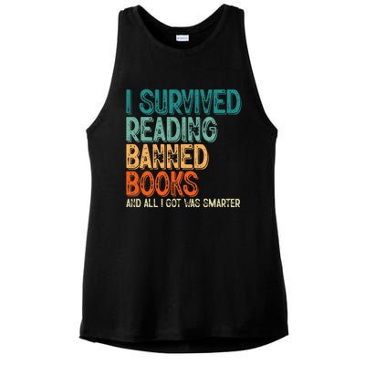 Im With The Banned I Survived Reading Banned Books Ladies PosiCharge Tri-Blend Wicking Tank