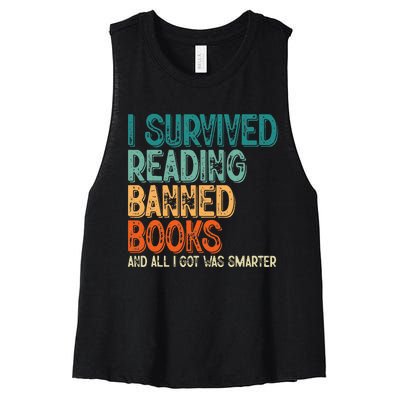 Im With The Banned I Survived Reading Banned Books Women's Racerback Cropped Tank