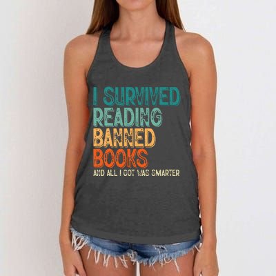 Im With The Banned I Survived Reading Banned Books Women's Knotted Racerback Tank