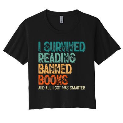 Im With The Banned I Survived Reading Banned Books Women's Crop Top Tee