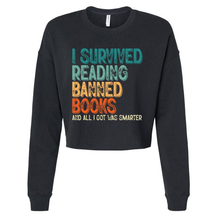 Im With The Banned I Survived Reading Banned Books Cropped Pullover Crew