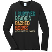 Im With The Banned I Survived Reading Banned Books Ladies Long Sleeve Shirt