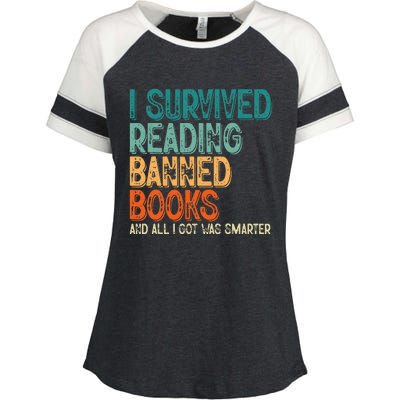 Im With The Banned I Survived Reading Banned Books Enza Ladies Jersey Colorblock Tee