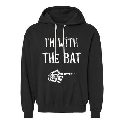 IM With The Bat Funny Matching Couple Costume Halloween Garment-Dyed Fleece Hoodie