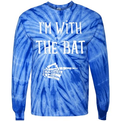 IM With The Bat Funny Matching Couple Costume Halloween Tie-Dye Long Sleeve Shirt