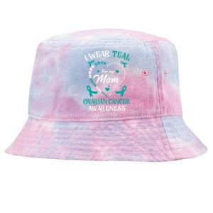 I Wear Teal For My Mom Ovarian Cancer Awareness Teal Ribbon Gift Tie-Dyed Bucket Hat