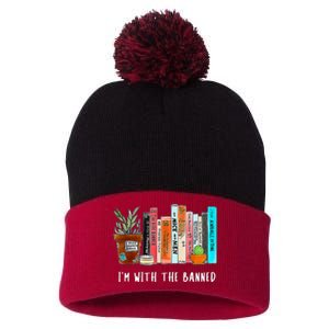 I'm With The Banned Books I Read Banned Books Lovers Pom Pom 12in Knit Beanie