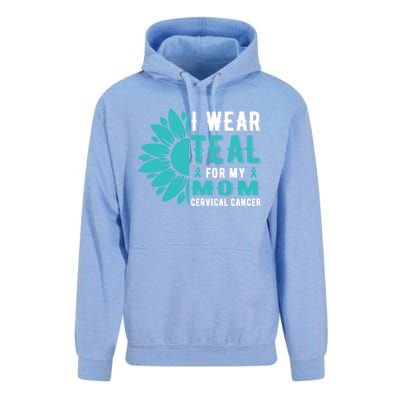 I Wear Teal For My Mom Cervical Cancer Awareness Gift Unisex Surf Hoodie