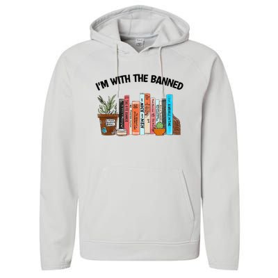 I'm With The Banned Funny Book Readers I Read Banned Books Performance Fleece Hoodie