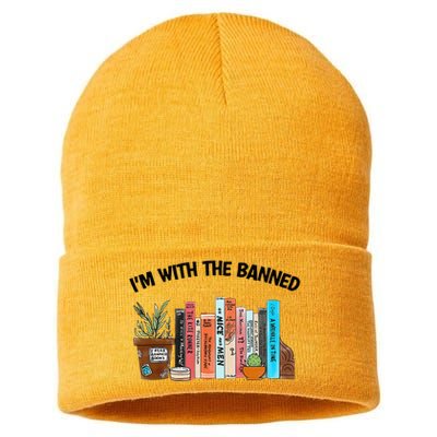 I'm With The Banned Funny Book Readers I Read Banned Books Sustainable Knit Beanie