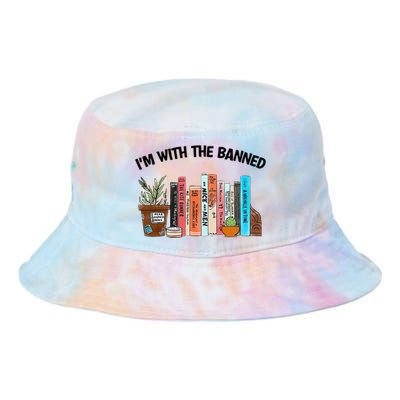 I'm With The Banned Funny Book Readers I Read Banned Books Tie Dye Newport Bucket Hat