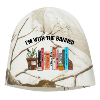 I'm With The Banned Funny Book Readers I Read Banned Books Kati - Camo Knit Beanie