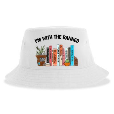 I'm With The Banned Funny Book Readers I Read Banned Books Sustainable Bucket Hat