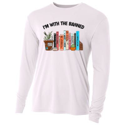 I'm With The Banned Funny Book Readers I Read Banned Books Cooling Performance Long Sleeve Crew