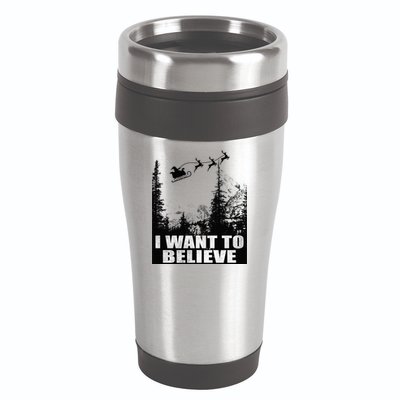 I Want To Believe Funny Christmas Great Gift 16oz Travel Tumbler