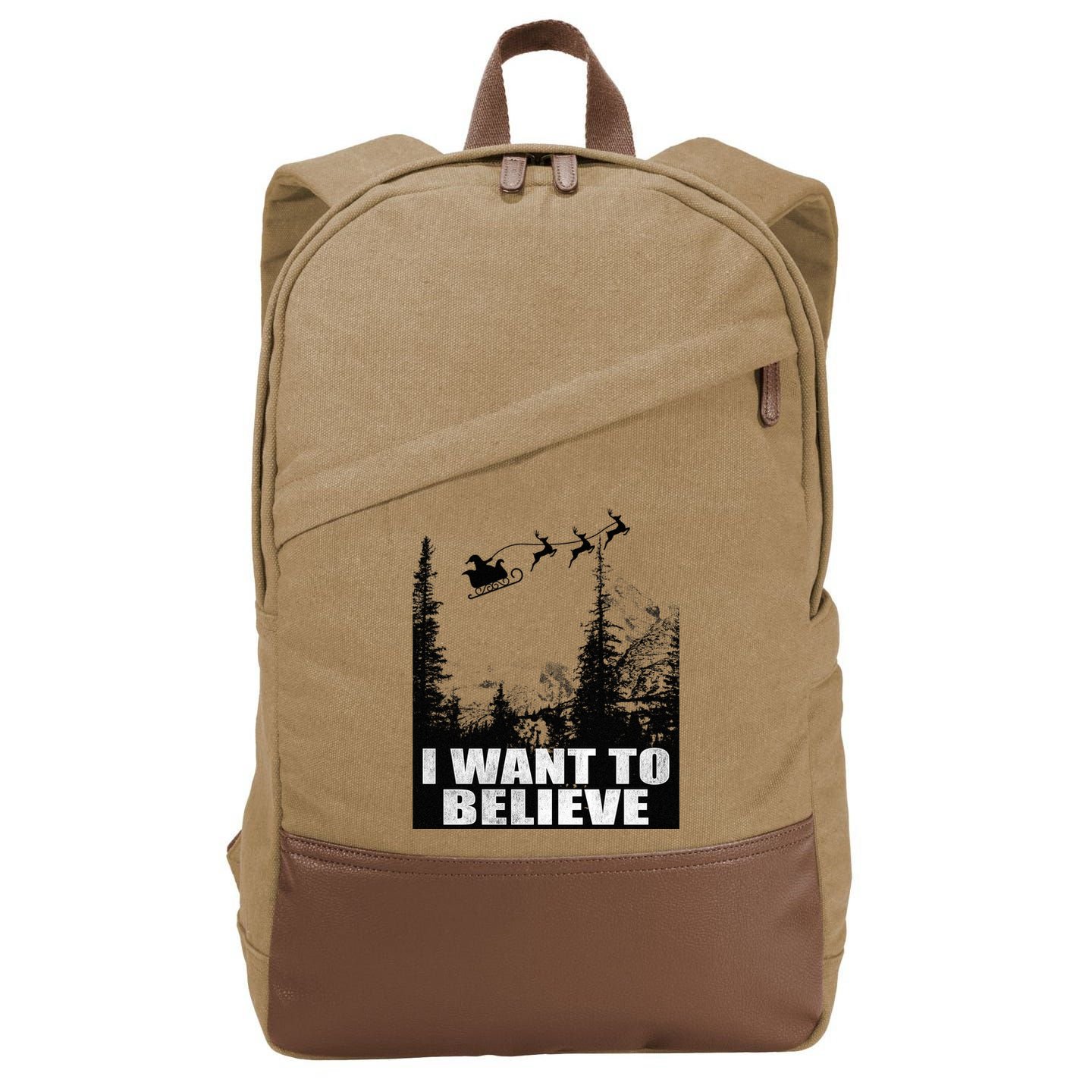 I Want To Believe Funny Christmas Great Gift Cotton Canvas Backpack