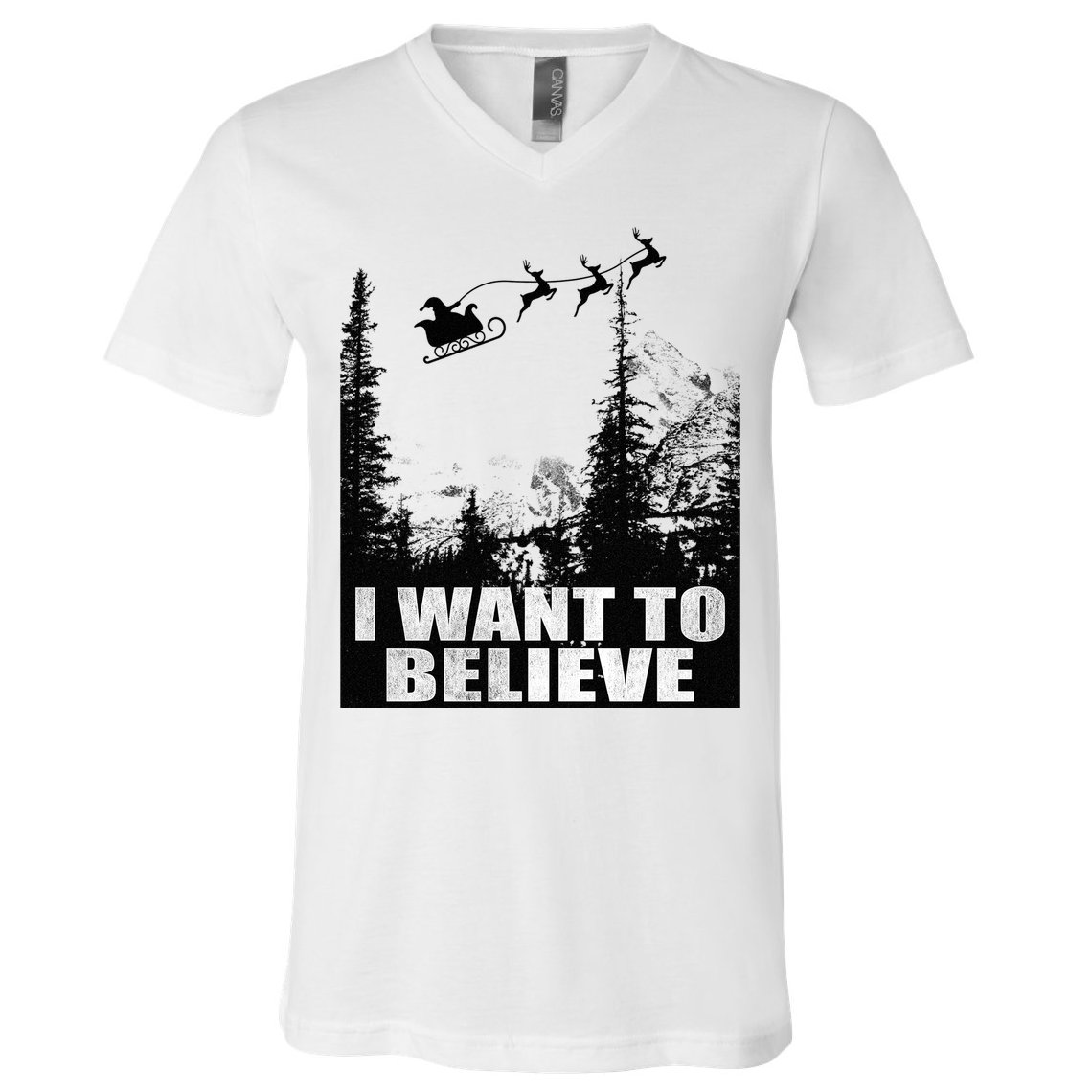 I Want To Believe Funny Christmas Great Gift V-Neck T-Shirt
