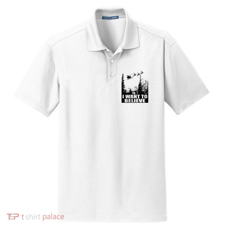 I Want To Believe Funny Christmas Great Gift Dry Zone Grid Polo