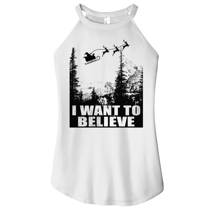 I Want To Believe Funny Christmas Great Gift Women's Perfect Tri Rocker Tank