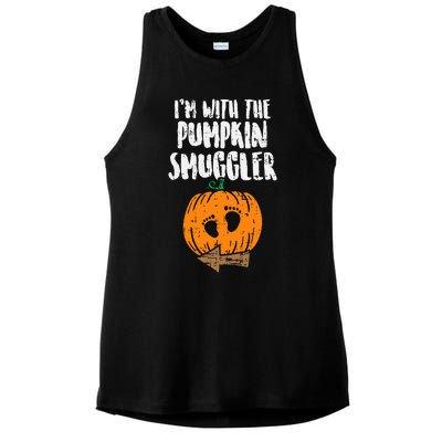 Im With The Pumpkin Smuggler Halloween Pregnancy Ladies PosiCharge Tri-Blend Wicking Tank