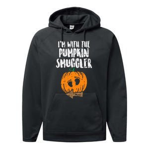 Im With The Pumpkin Smuggler Halloween Pregnancy Performance Fleece Hoodie