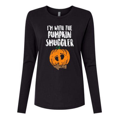 Im With The Pumpkin Smuggler Halloween Pregnancy Womens Cotton Relaxed Long Sleeve T-Shirt