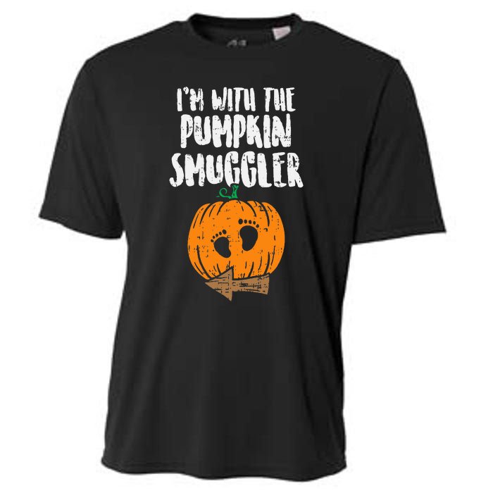 Im With The Pumpkin Smuggler Halloween Pregnancy Cooling Performance Crew T-Shirt