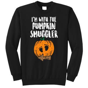 Im With The Pumpkin Smuggler Halloween Pregnancy Sweatshirt