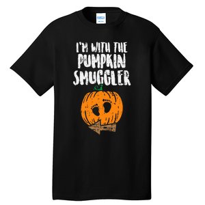 Im With The Pumpkin Smuggler Halloween Pregnancy Tall T-Shirt