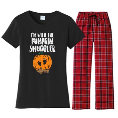 Im With The Pumpkin Smuggler Halloween Pregnancy Women's Flannel Pajama Set