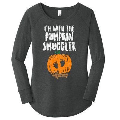 Im With The Pumpkin Smuggler Halloween Pregnancy Women's Perfect Tri Tunic Long Sleeve Shirt