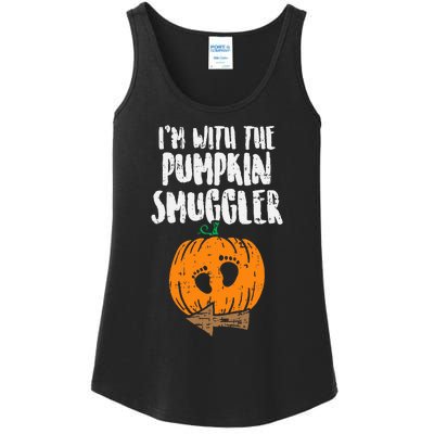 Im With The Pumpkin Smuggler Halloween Pregnancy Ladies Essential Tank