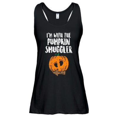 Im With The Pumpkin Smuggler Halloween Pregnancy Ladies Essential Flowy Tank