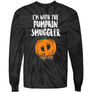 Im With The Pumpkin Smuggler Halloween Pregnancy Tie-Dye Long Sleeve Shirt