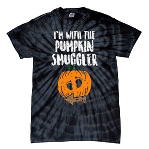 Im With The Pumpkin Smuggler Halloween Pregnancy Tie-Dye T-Shirt