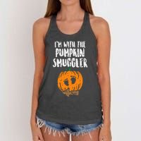 Im With The Pumpkin Smuggler Halloween Pregnancy Women's Knotted Racerback Tank